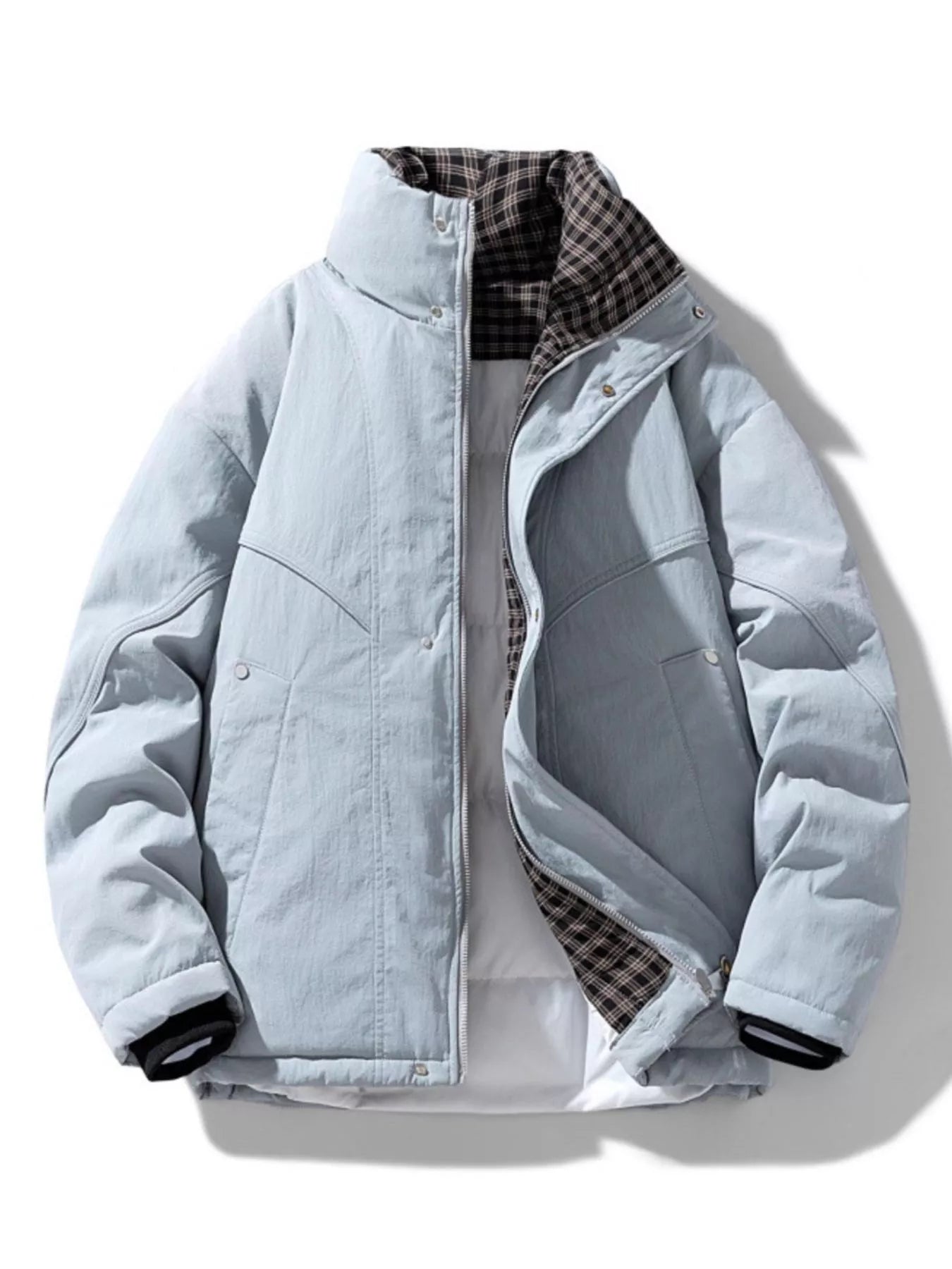 Men's Plus Size Plaid Lined Zip Up Jacket