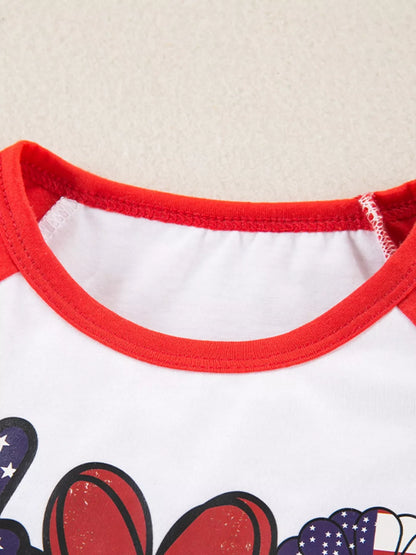 Children's Patriotic Peace Love America Tee and Shorts Set
