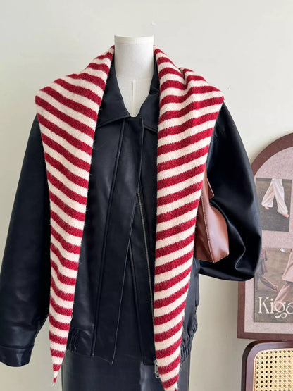 Striped Knitted Winter Scarf