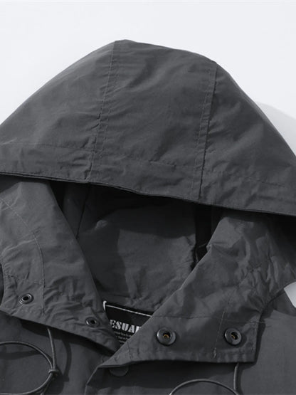 Men's Drawstring Long Sleeve Hooded Jacket