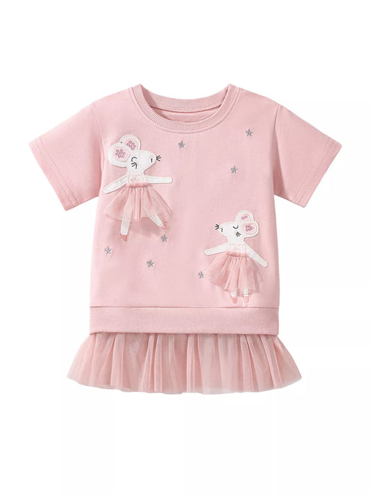 Children's Round Neck Short Sleeve Sweatshirt Dress
