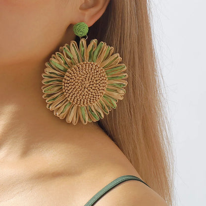 Sunflower Rattan Dangle Earrings