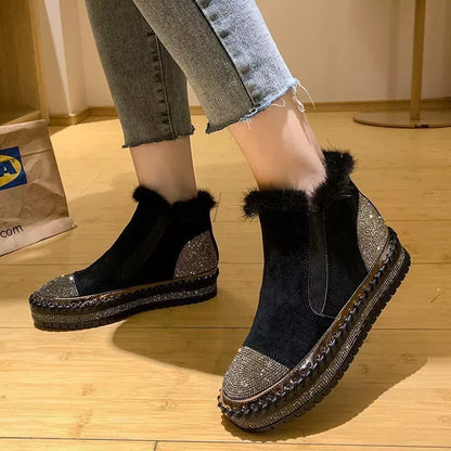 Rhinestone Platform Ankle Boots
