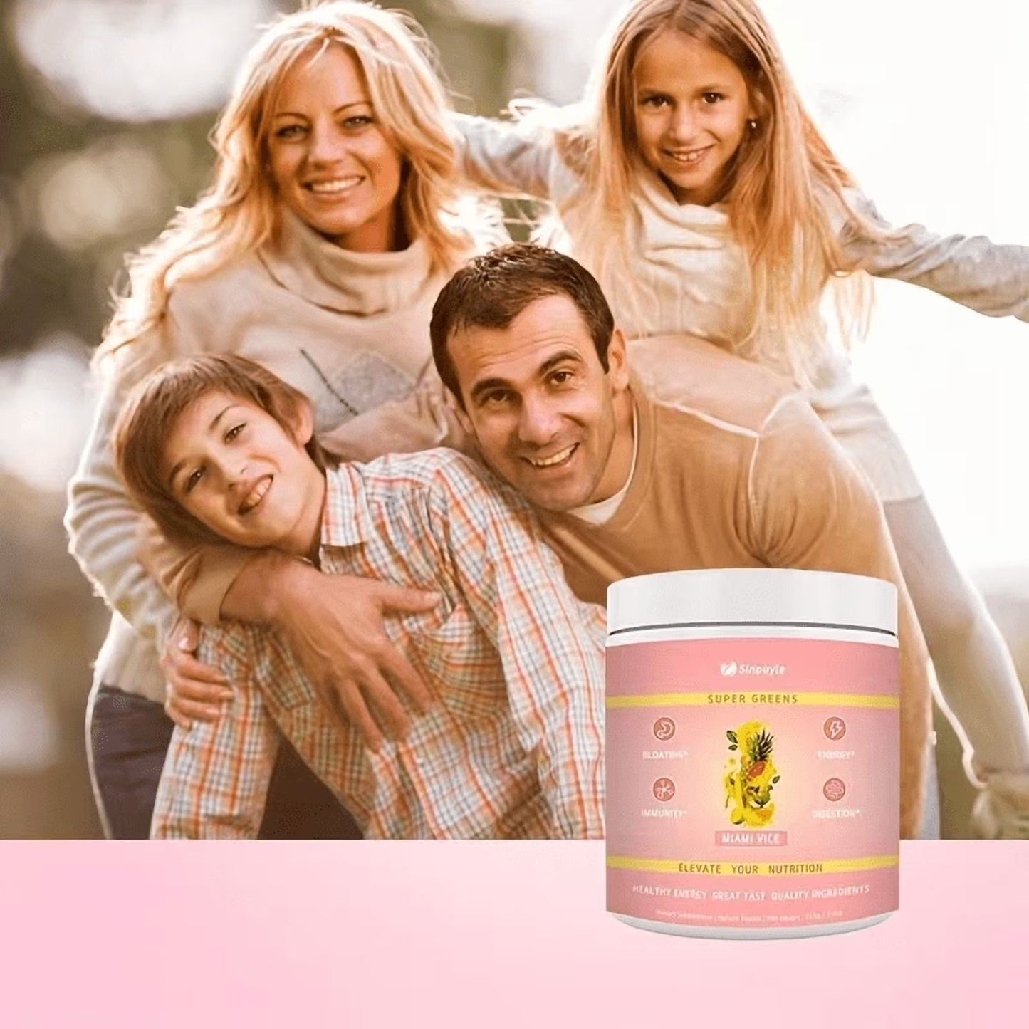 Super Greens Powder Miami Vice Flavor 255g Natural Daily Greens Supplement Supports Energy Digestion Immunity Bloating Relief