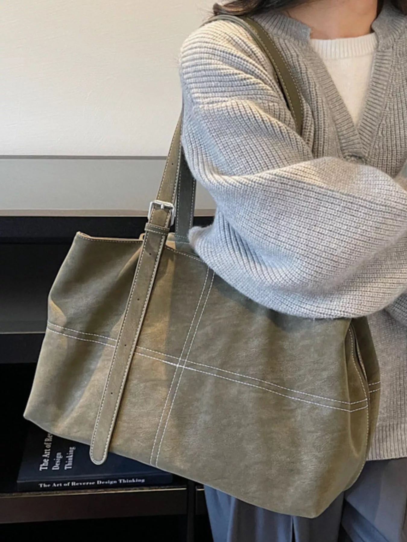Large PU Leather Tote Bag