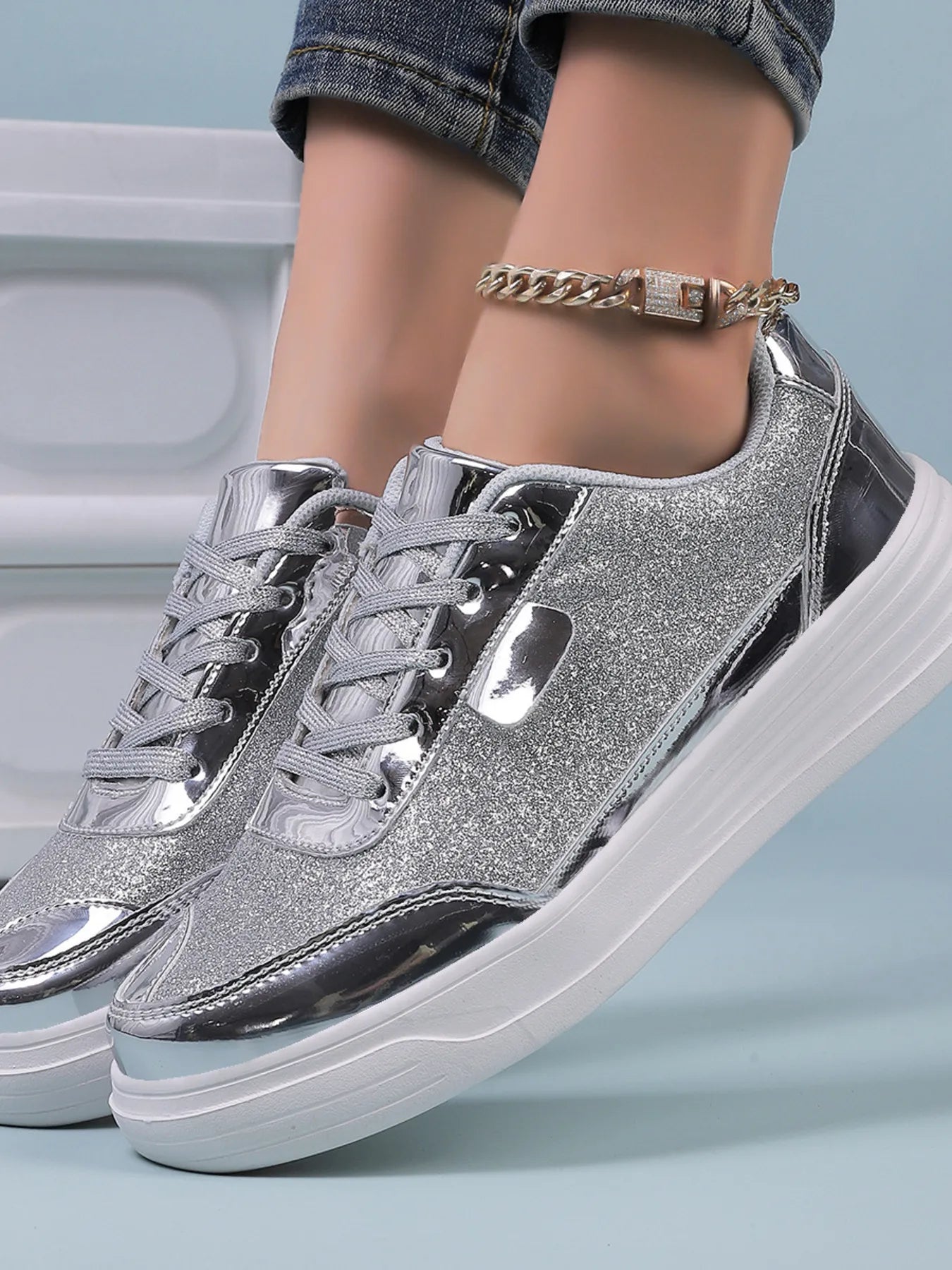 Glitter Metallic Platform Sneakers