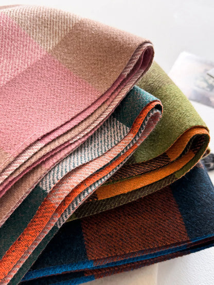 Plaid Fringe Scarf