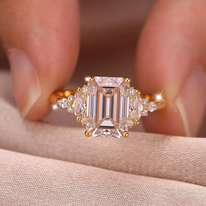 3 Carat Moissanite 925 Sterling Silver Rectangle Ring