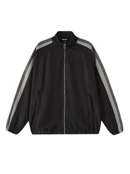 Men's Striped Shoulder Zip Up Jacket