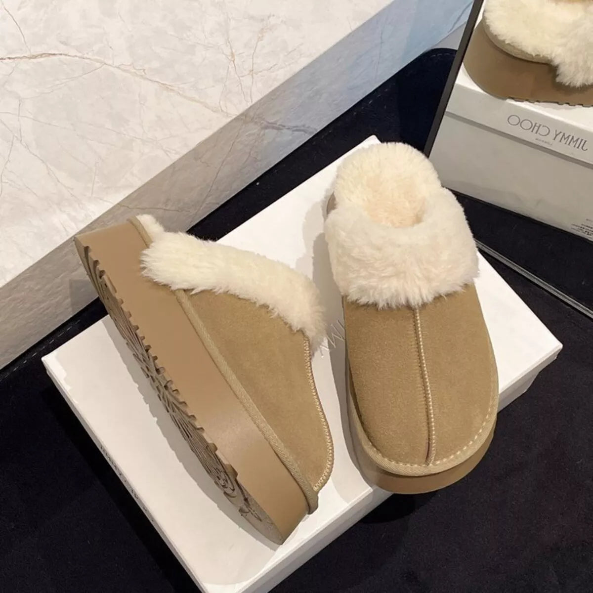 Round Toe Platform Slippers