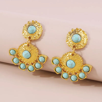18K Gold-Plated Turquoise Dangle Earrings