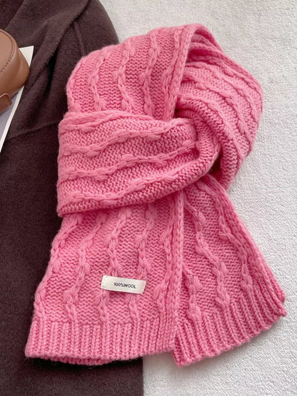 Wool Cozy Cable Knit Scarf
