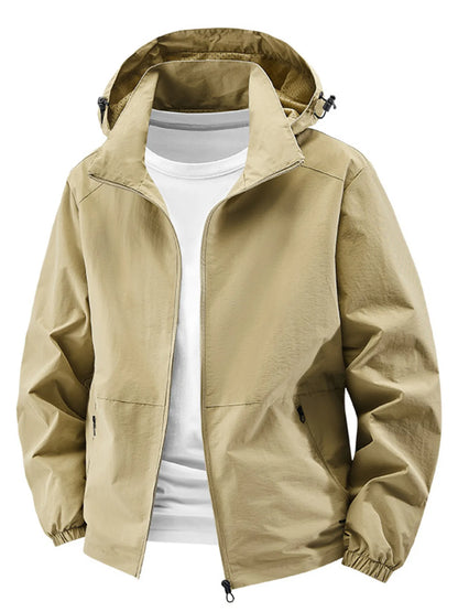Men's Plus Size Lightweight Hooded Windbreaker Jacket
