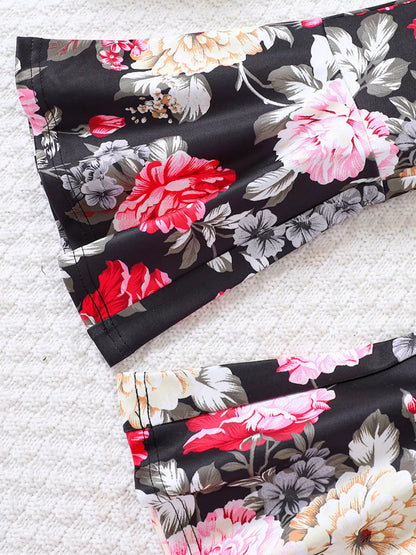 Children's Solid Top & Floral Flare Pants Set