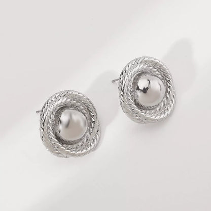 Twisted Rope Circle Stud Earrings
