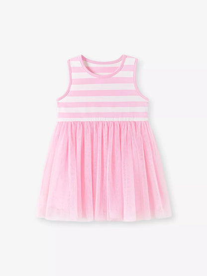 Children's Striped Sleeveless Tulle Dress