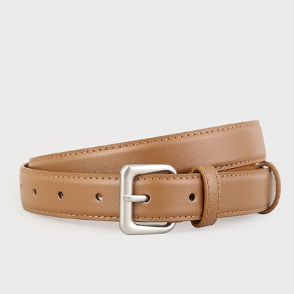 Classic Leather Belt with Silver Buckle