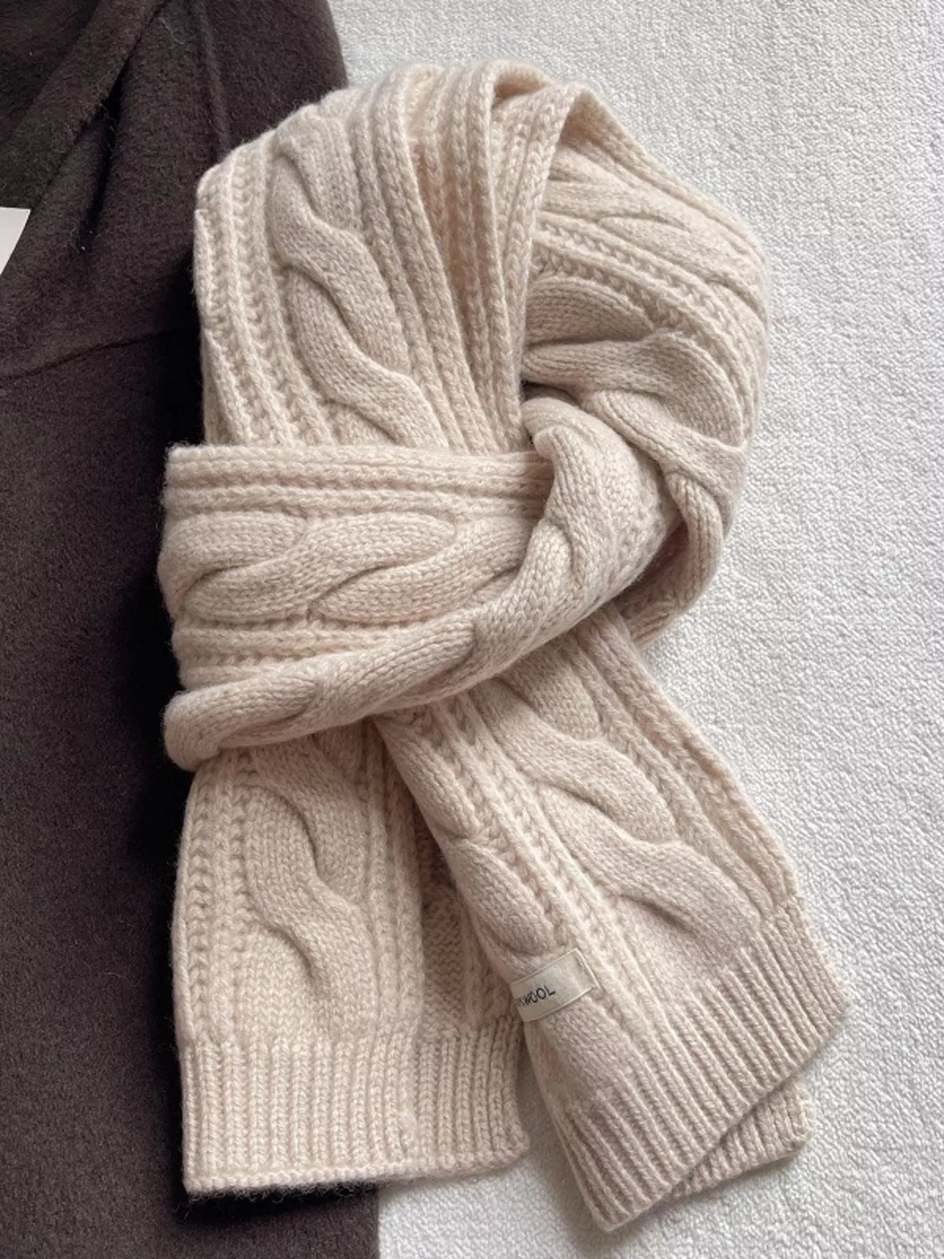 Wool Cable Knit Winter Scarf