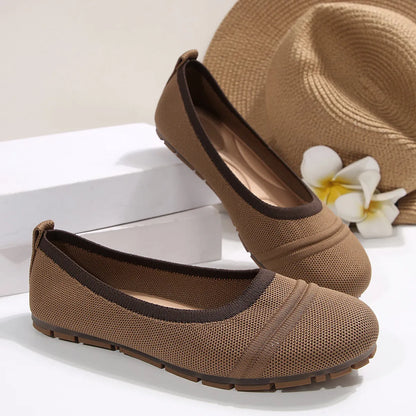 Mesh Round Toe Flat Slip-Ons
