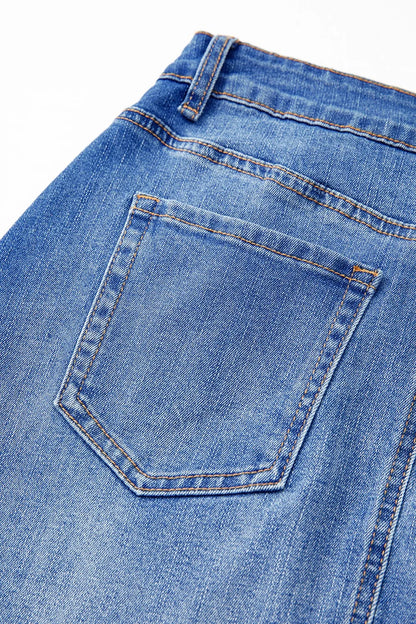 Wrapped Crossed Waist Denim Mini Skirt