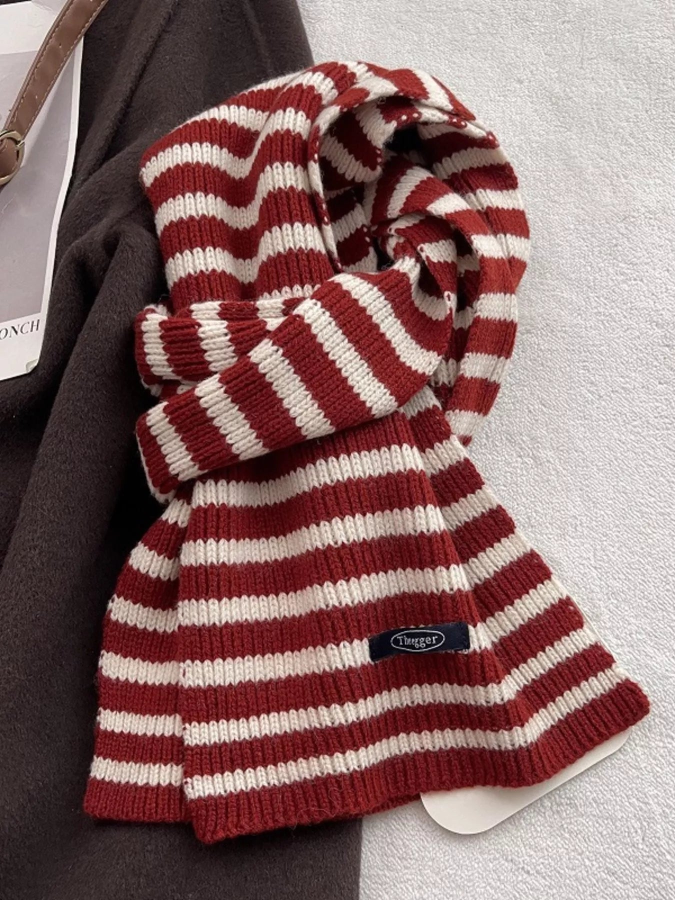 100% Wool Striped Knitted Winter Scarf