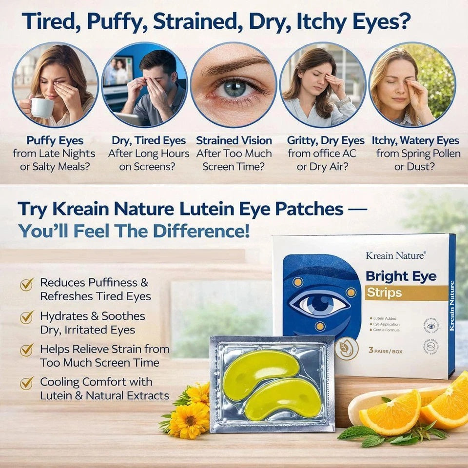 Kreain Nature Brightening Vegan Eye Strips With Lutein - 3 Pairs, Moisturizing For Tired, Puffy, Dry Eyes & Dark Circles, TikTok-Loved, Gift-Worthy Special Deal Summervibes