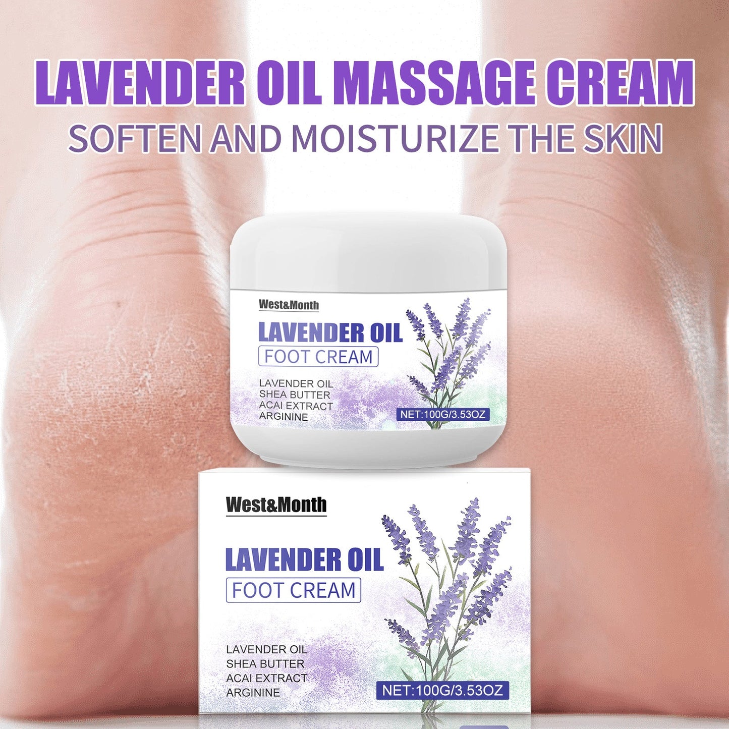 West&Month Lavender Oil Foot Cream, Anti-Freeze, Anti-Crack, Hydrating And Anti-Cracking