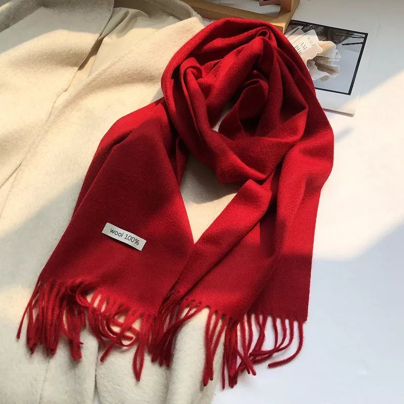 Pure Wool Cozy Tassel Knit Scarf