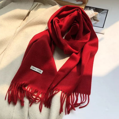 Pure Wool Cozy Tassel Knit Scarf