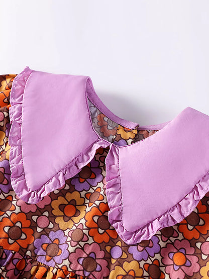Children's Floral Print Peter Pan Collar Dress