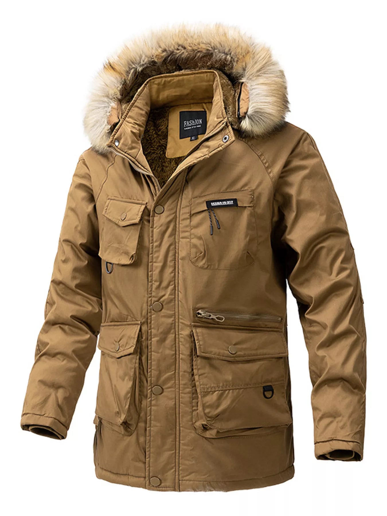 Men's Plus Size Fur Hooded Winter Parka Coat