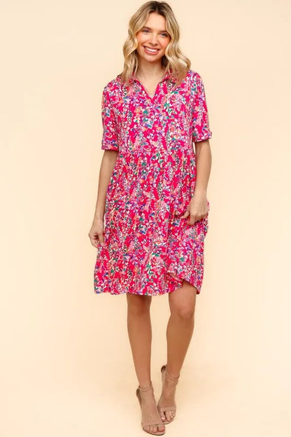 Haptics Johnny Collar Babydoll Dress with Side Pockets