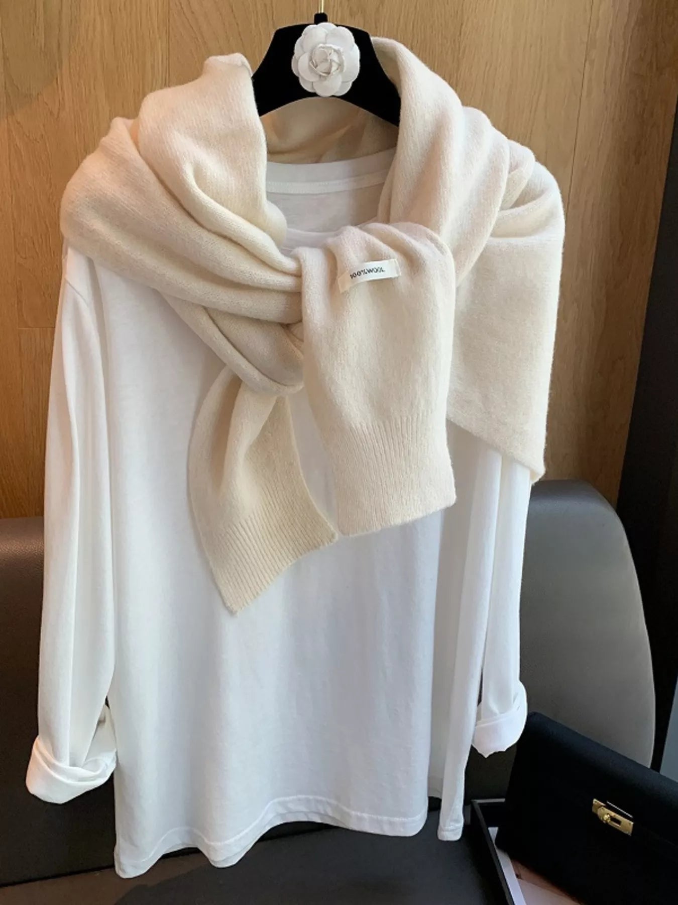 Wool Knitted Asymmetrical Shawl