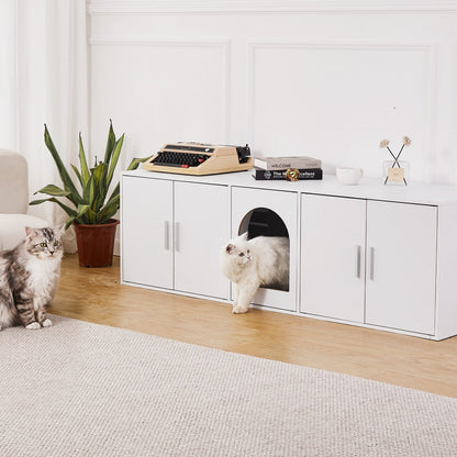 VEVOR Cat Litter Box Enclosure Wooden Litter Box Furniture Hidden  White