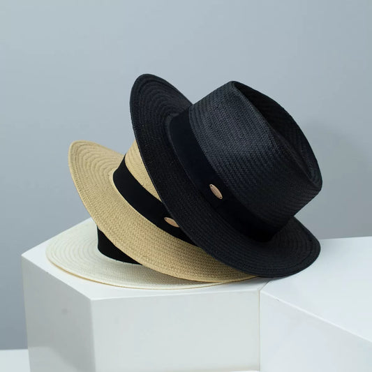 Straw Boater Hat with Ribbon