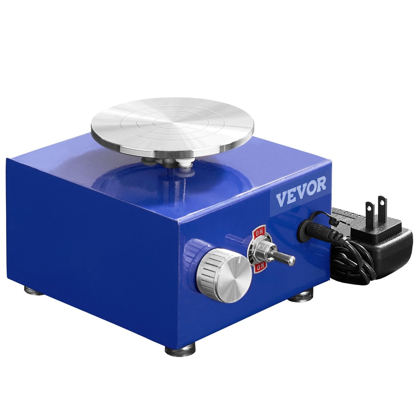 VEVOR Mini Pottery Wheel, For Kids Or Beginners, 2 Turntables 2.6in 3.9in Ceramic Wheel Machine, Adjustable 0-300RPM Speed ABS Detachable Basin, 17 Pottery Accessories, Work Art Craft DIY, 30W, Blue