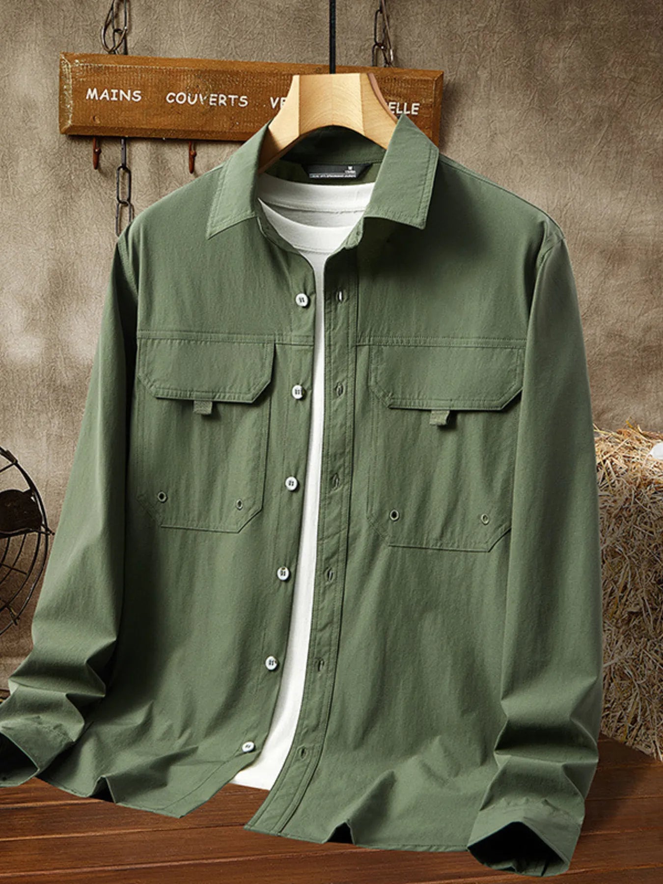 Men's Plus Size Casual Lightweight Button-Down Shacket
