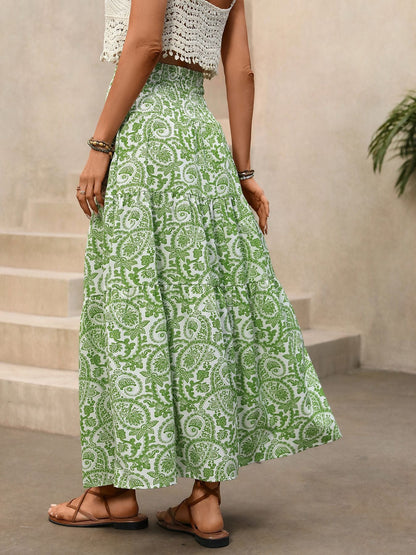 Smocked Printed Skirt