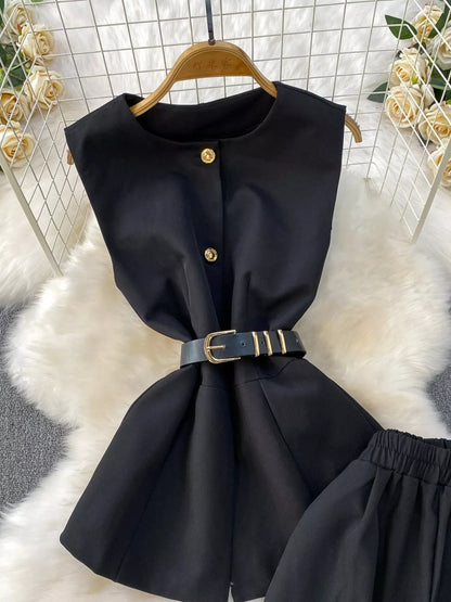 Sleeveless Top and Wide-Leg Pants Set