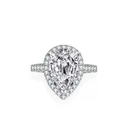 4 Carat 925 Sterling Silver Moissanite Teardrop Ring