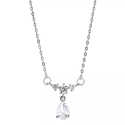 925 Sterling Silver Zircon Teardrop Necklace