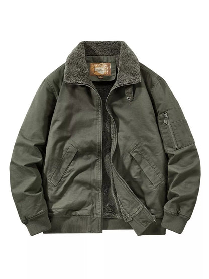 Men's Plus Size Zip Up Sherpa Lined Jacket