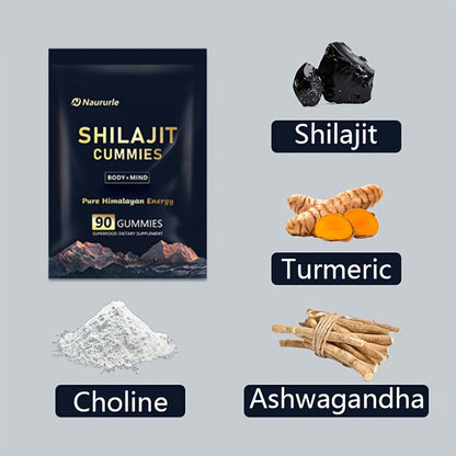 Shilajit Gummies Pure Himalayan Energy Superfood Supplement 90 Count Body & Mind Support