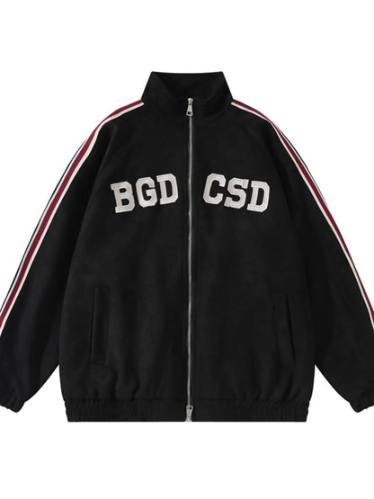 Men's Letter Zip Up Long Sleeve Hoodie