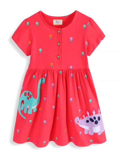 Children's Dinosaur Button-Front Dress
