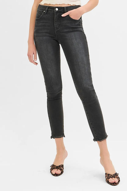 RISEN Full Size Tummy Control Mid Rise Crop Skinny Jeans Plus Size