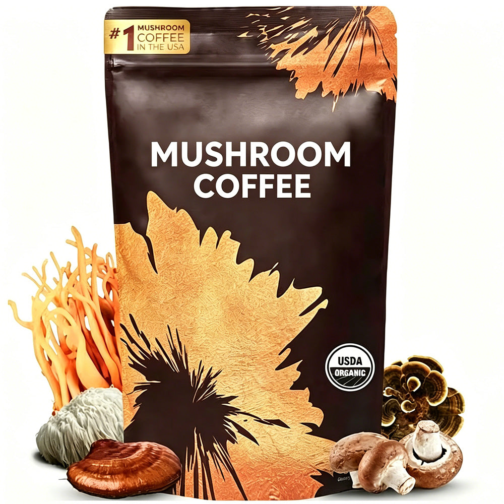 Organic Mushroom Instant Coffee, 6 Adaptogenic Mushrooms Medium Roast, 30 Servings