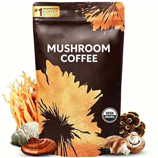 Organic Mushroom Instant Coffee, 6 Adaptogenic Mushrooms Medium Roast, 30 Servings