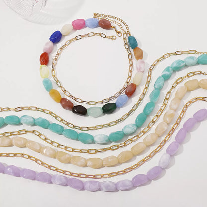 2 Piece Colorful Beaded Chain Necklace