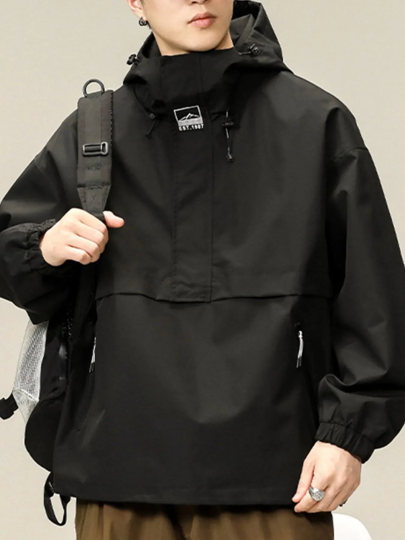 Men's Plus Size Long Sleeve Hooded Jacket